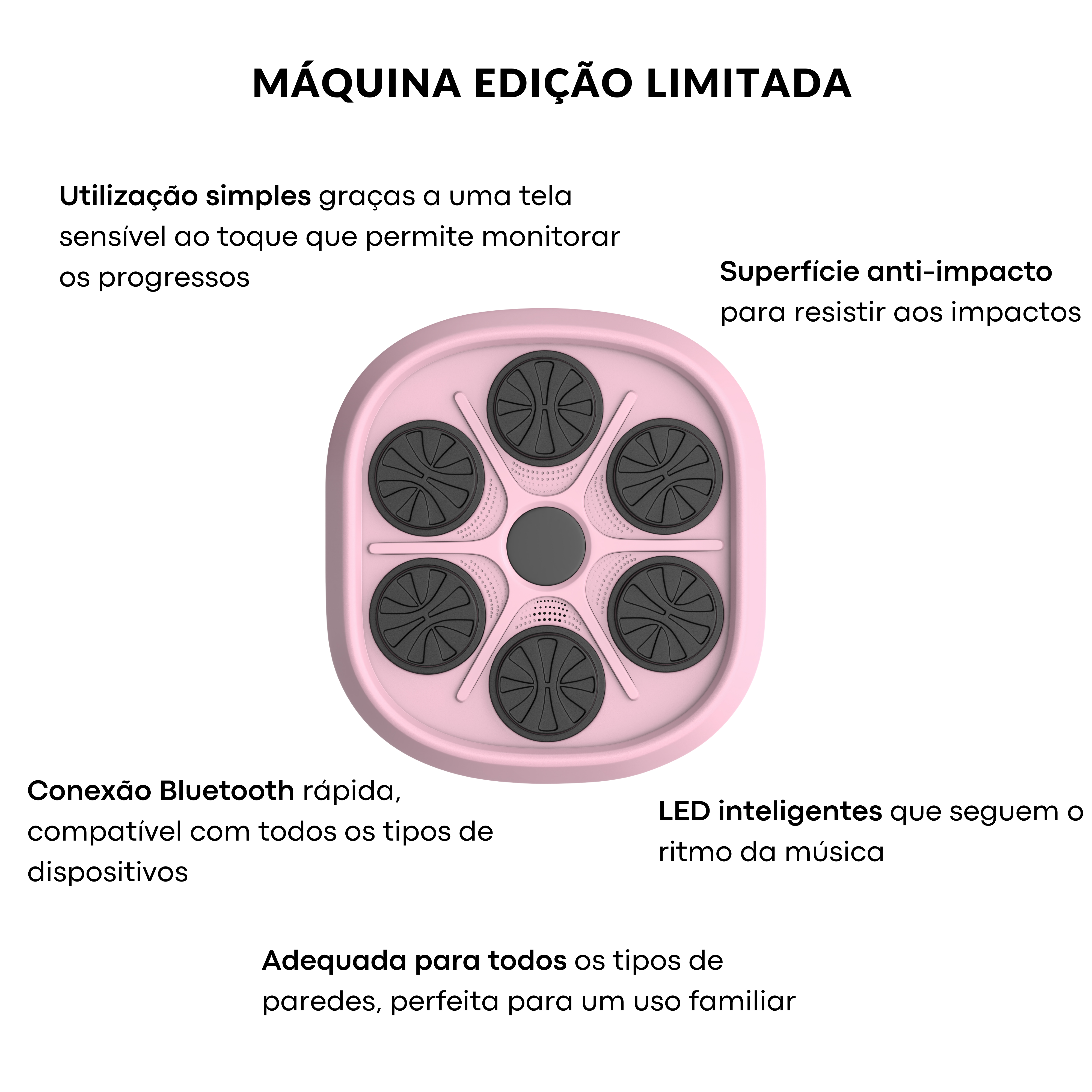 BeatPunch™ - Máquina de Boxe Musical Edição Limitada Rosa